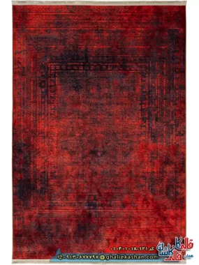 فرش مدرن وینتیج 1000 شانه طرح افشان قلم کار زمینه قرمز کاشان اصلی