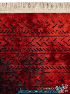 فرش مدرن وینتیج 1000 شانه طرح افشان قلم کار زمینه قرمز کاشان نزدیک 2