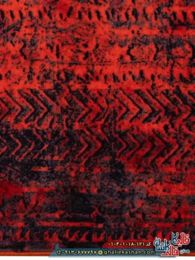 فرش مدرن وینتیج 1000 شانه طرح افشان قلم کار زمینه قرمز کاشان نزدیک 3