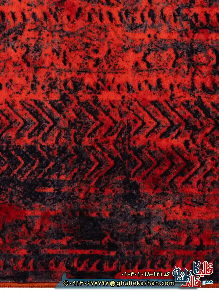 فرش مدرن وینتیج 1000 شانه طرح افشان قلم کار زمینه قرمز کاشان نزدیک 3