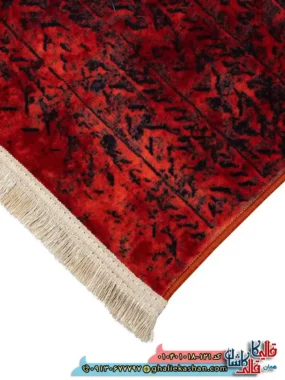 فرش مدرن وینتیج 1000 شانه طرح افشان قلم کار زمینه قرمز کاشان نزدیک 4