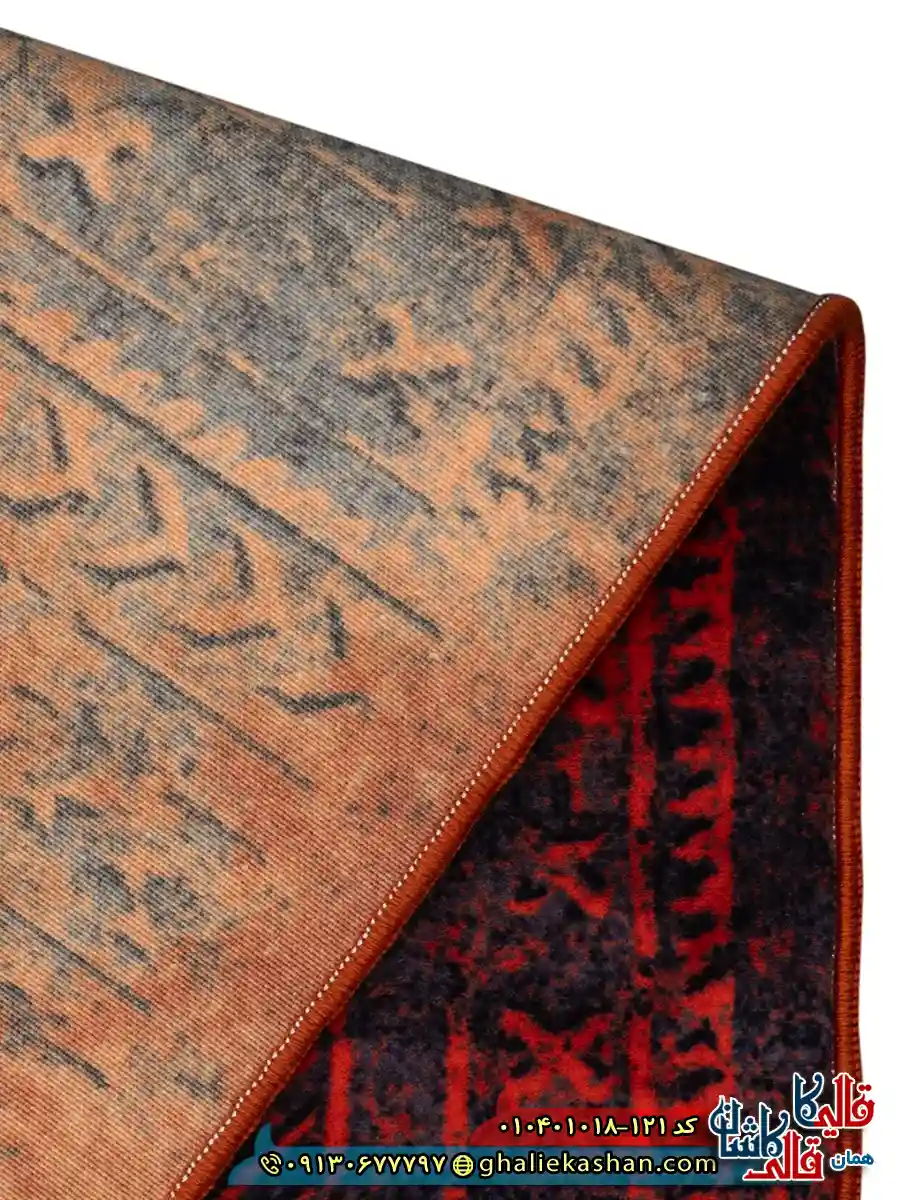 فرش مدرن وینتیج 1000 شانه طرح افشان قلم کار زمینه قرمز کاشان نزدیک