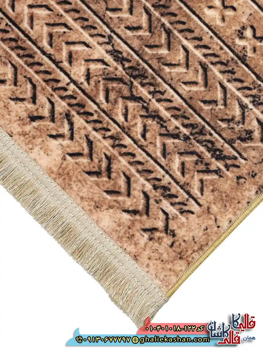فرش مدرن وینتیج 1000 شانه طرح افشان قلم کار زمینه قهوه ای نسکافه ای کاشان نزدیک 2