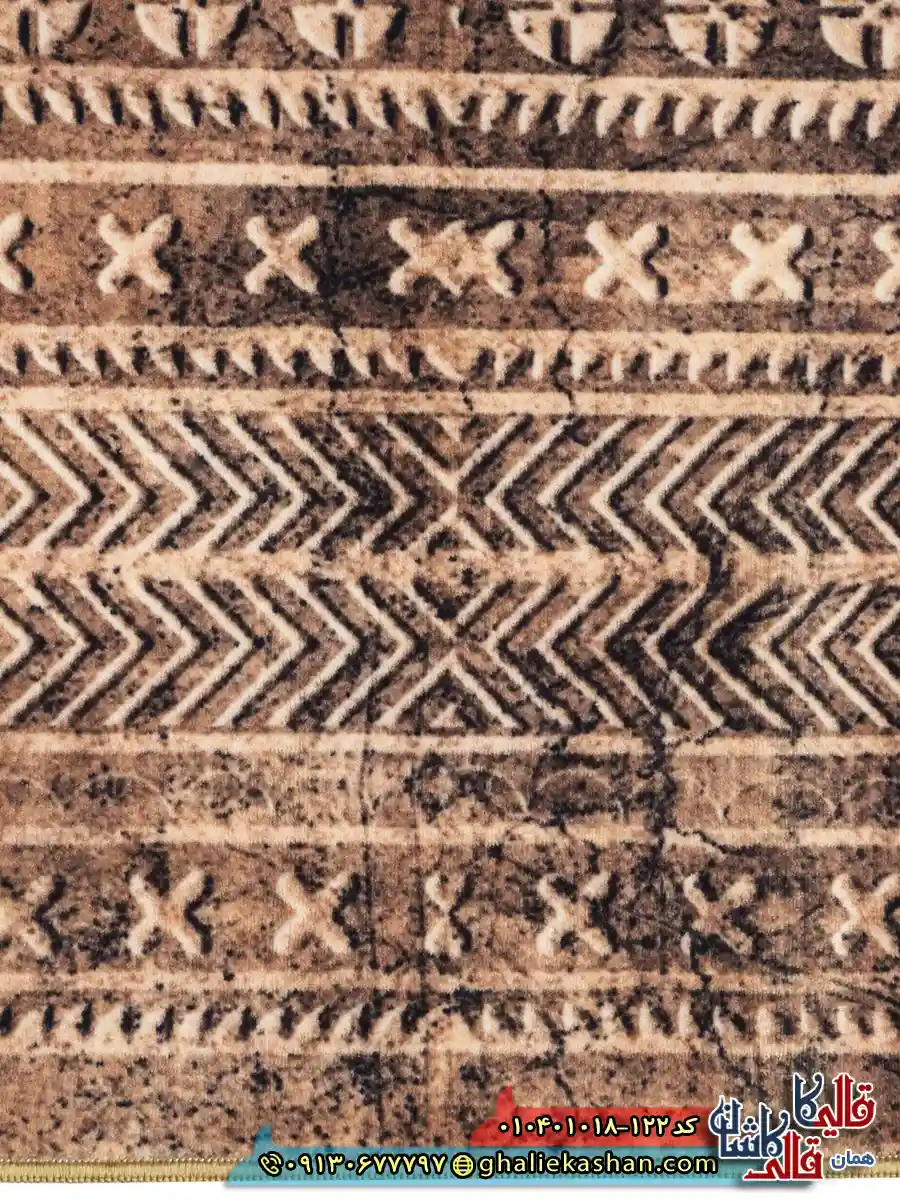 فرش مدرن وینتیج 1000 شانه طرح افشان قلم کار زمینه قهوه ای نسکافه ای کاشان نزدیک 3