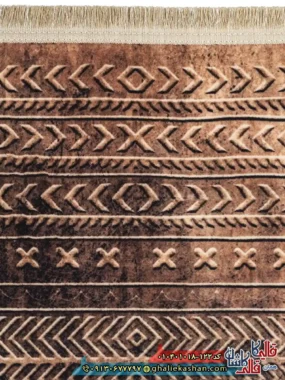 فرش مدرن وینتیج 1000 شانه طرح افشان قلم کار زمینه قهوه ای نسکافه ای کاشان نزدیک 4