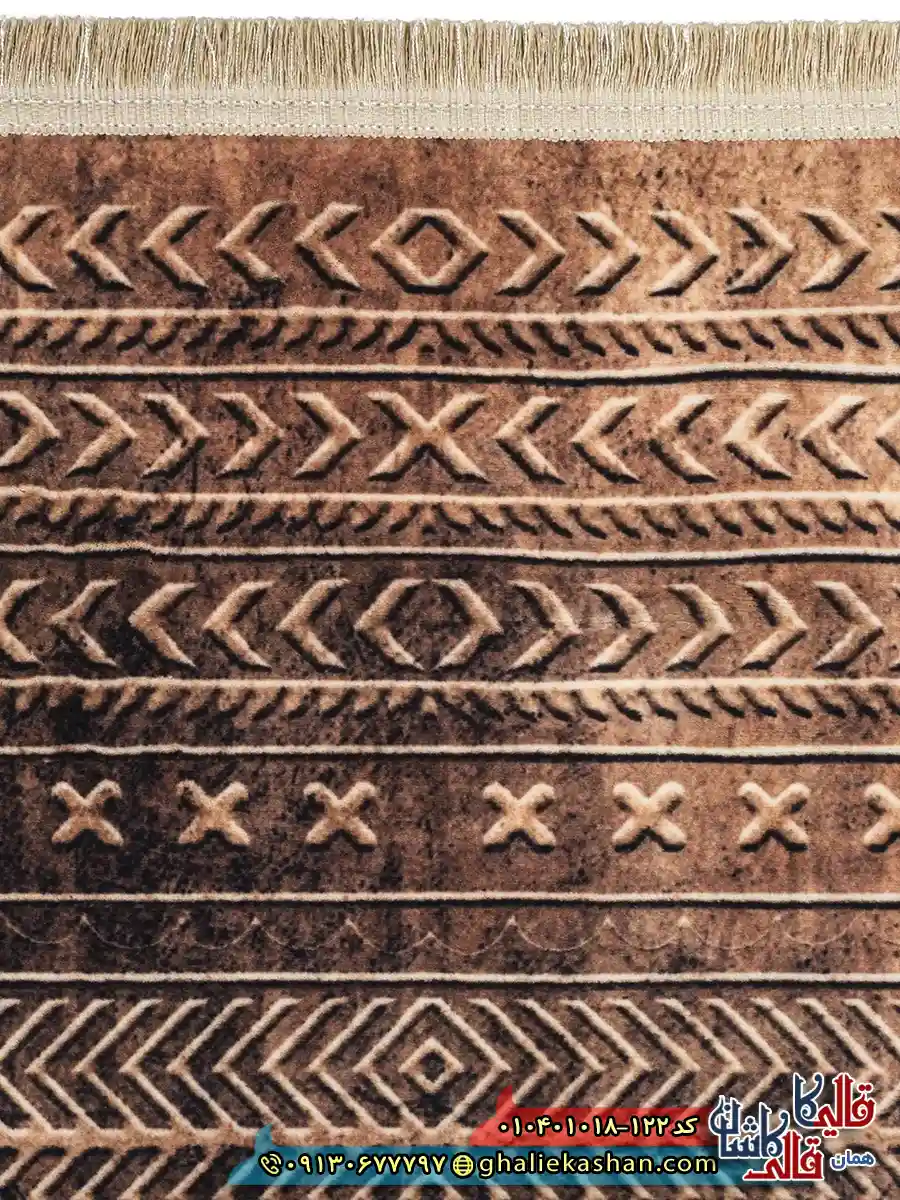 فرش مدرن وینتیج 1000 شانه طرح افشان قلم کار زمینه قهوه ای نسکافه ای کاشان نزدیک 4