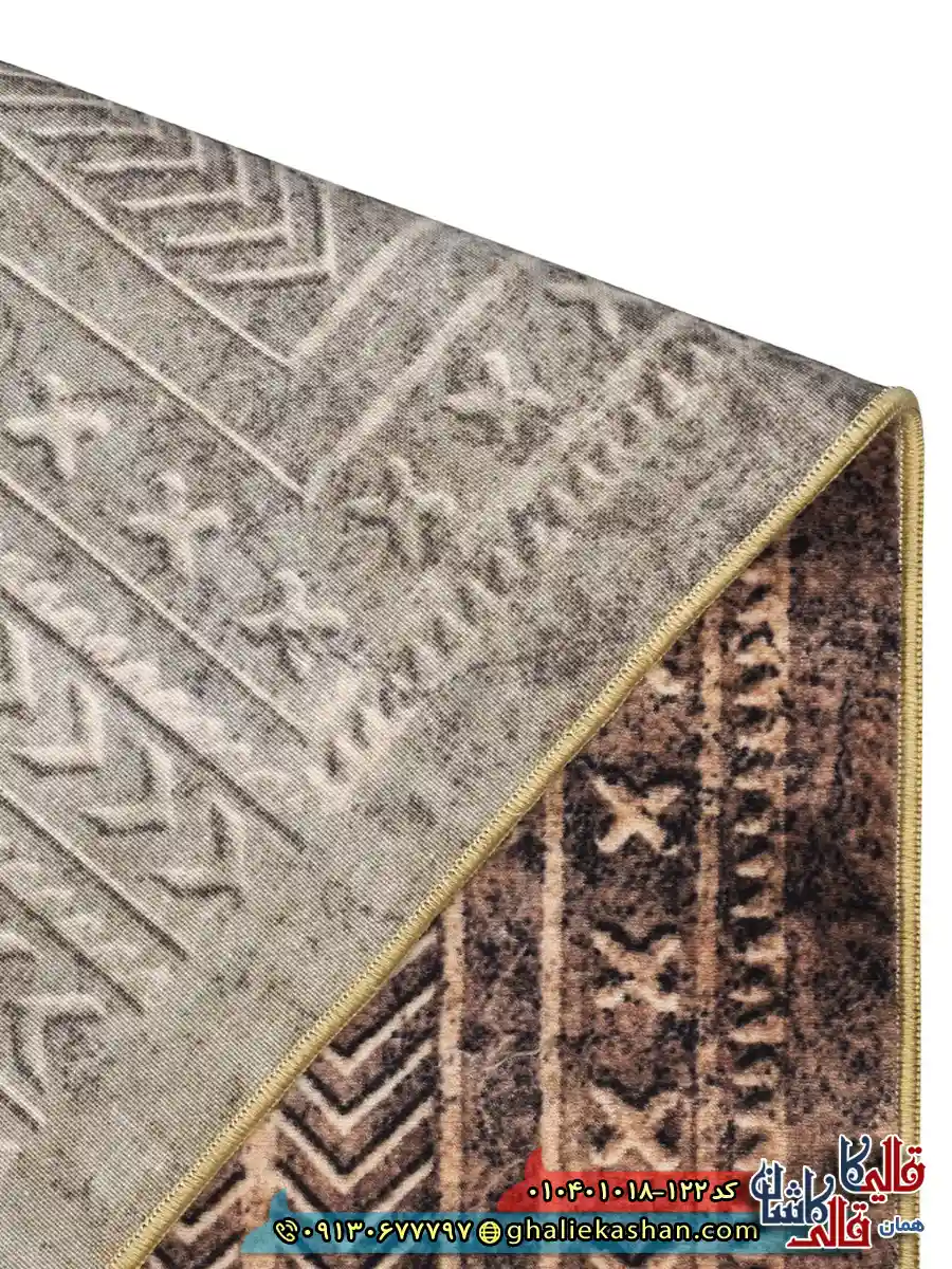 فرش مدرن وینتیج 1000 شانه طرح افشان قلم کار زمینه قهوه ای نسکافه ای کاشان نزدیک