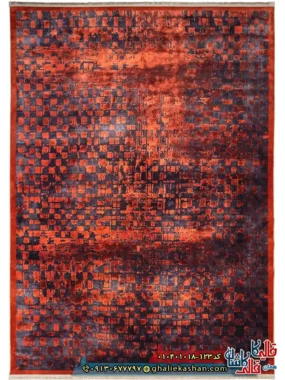 فرش مدرن وینتیج 1000 شانه طرح افشان ماتریکس زمینه قرمز آجری کاشان اصلی