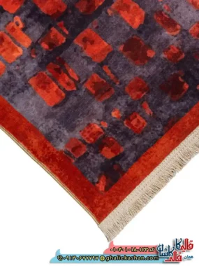 فرش مدرن وینتیج 1000 شانه طرح افشان ماتریکس زمینه قرمز آجری کاشان نزدیک 2