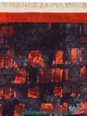 فرش مدرن وینتیج 1000 شانه طرح افشان ماتریکس زمینه قرمز آجری کاشان نزدیک