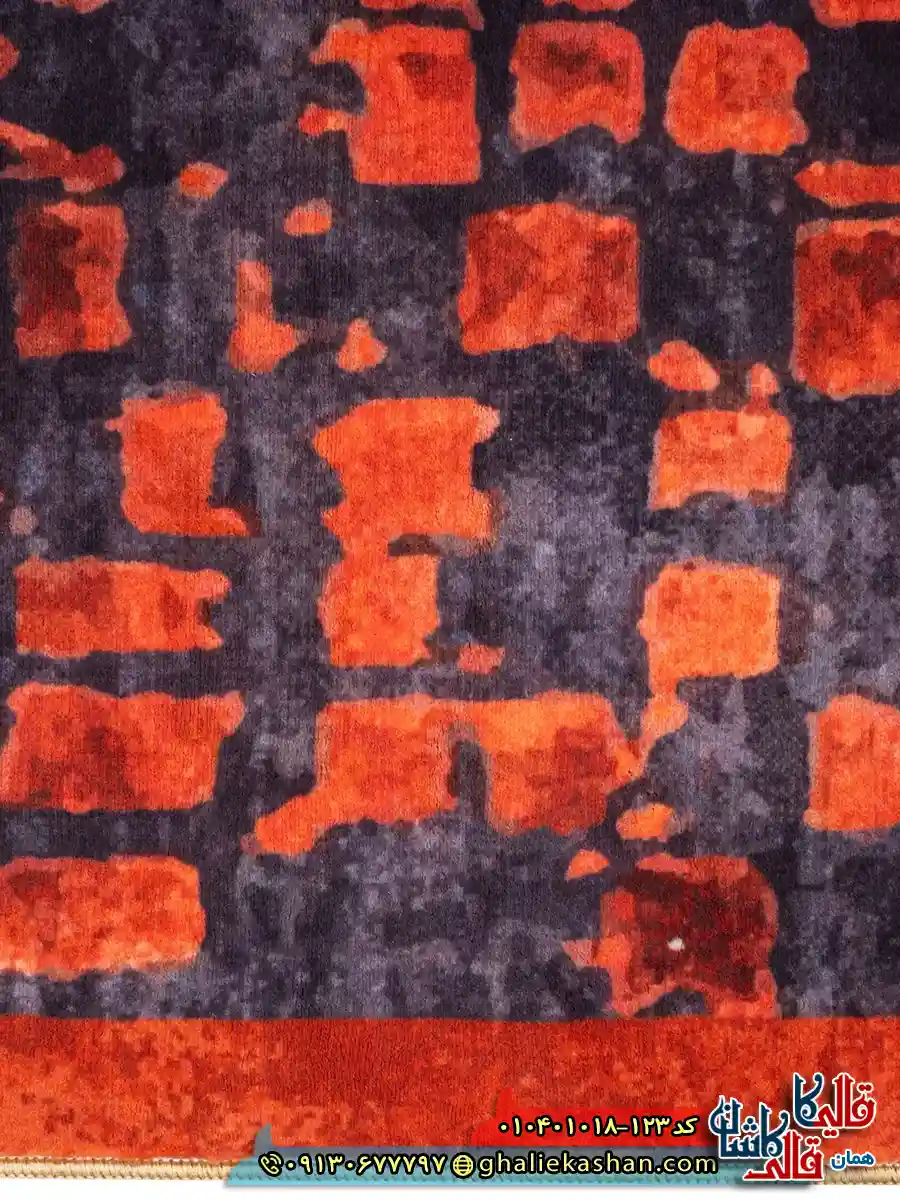 فرش مدرن وینتیج 1000 شانه طرح افشان ماتریکس زمینه قرمز آجری کاشان نزدیک 3