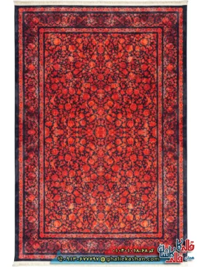 فرش وینتیج 1000 شانه طرح افشان شاه گل زمینه مشکی قرمز کاشان