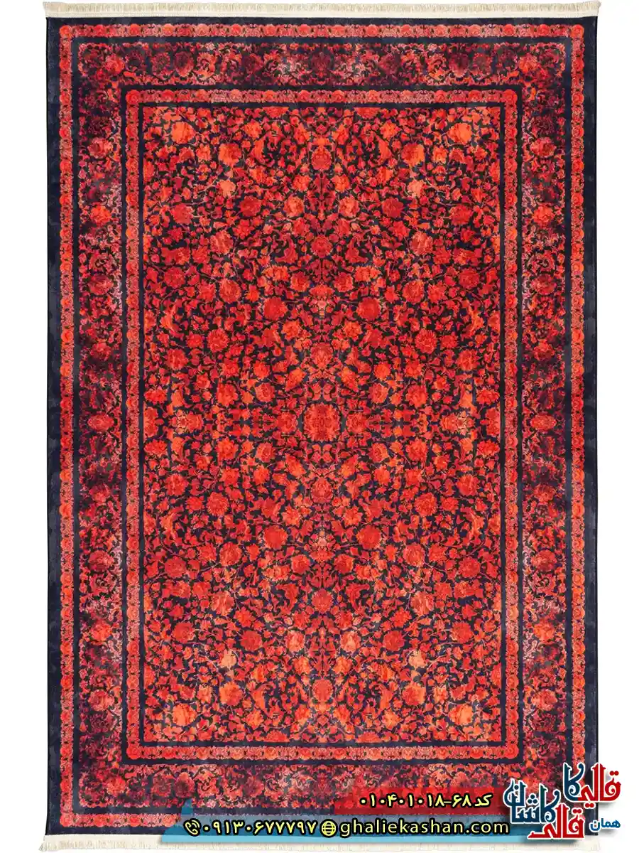 فرش وینتیج 1000 شانه طرح افشان شاه گل زمینه مشکی قرمز کاشان اصلی فرش وینتیج 1000 شانه طرح افشان شاه گل زمینه مشکی قرمز کاشان اصلی