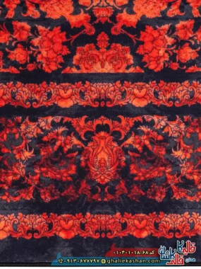 فرش وینتیج 1000 شانه طرح افشان شاه گل زمینه مشکی قرمز کاشان نزدیک2