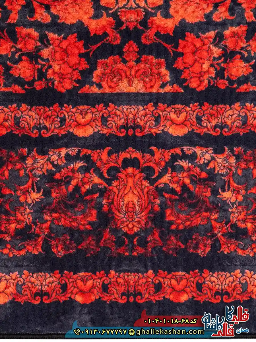 فرش وینتیج 1000 شانه طرح افشان شاه گل زمینه مشکی قرمز کاشان نزدیک2