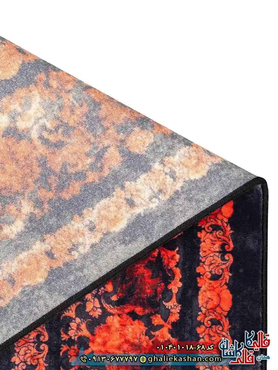 فرش وینتیج 1000 شانه طرح افشان شاه گل زمینه مشکی قرمز کاشان نزدیک4