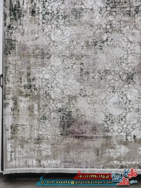 فرش وینتیج 1200 شانه طرح افشان سها رنگ قهوه ای نسکافه ای گل برجسته کاشان حاشیه