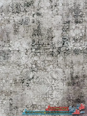 فرش وینتیج 1200 شانه طرح افشان سها رنگ قهوه ای نسکافه ای گل برجسته کاشان زمینه