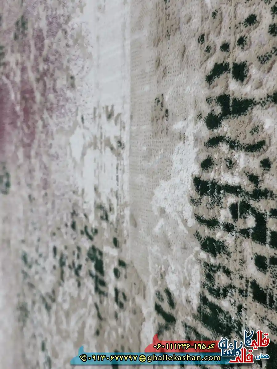 فرش وینتیج 1200 شانه طرح افشان سها رنگ قهوه ای نسکافه ای گل برجسته کاشان نزدیک