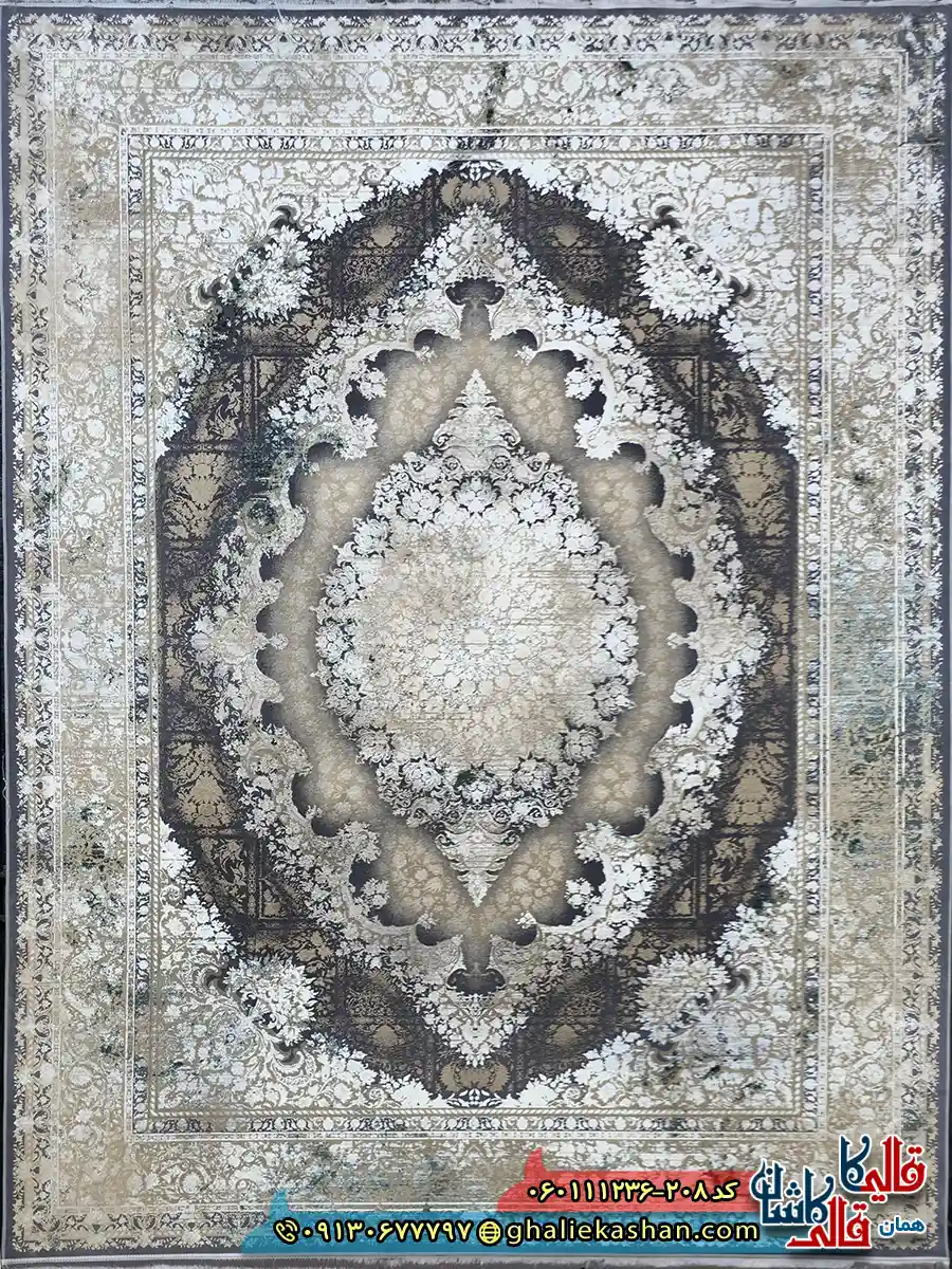 فرش وینتیج 1200 شانه طرح توسکا رنگ قهوه ای سبز گل برجسته کاشان اصلی فرش وینتیج 1200 شانه طرح توسکا رنگ قهوه ای سبز گل برجسته کاشان اصلی