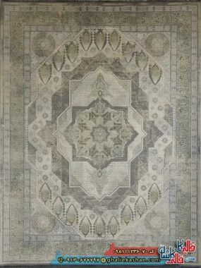 فرش وینتیج 1200 شانه طرح شازده رنگ کرم گل برجسته کاشان