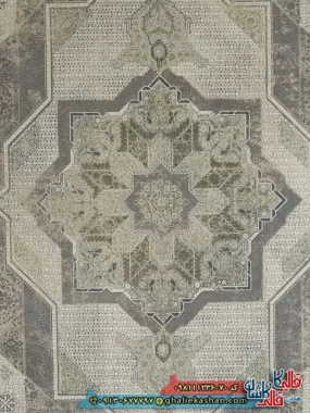 فرش وینتیج 1200 شانه طرح شازده رنگ کرم گل برجسته کاشان زمینه