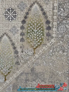 فرش وینتیج 1200 شانه طرح شازده رنگ کرم گل برجسته کاشان نزدیک 2