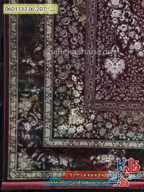 فرش وینتیج 1200 شانه طرح نیکا رنگ قرمز لاکی گل برجسته کاشان حاشیه