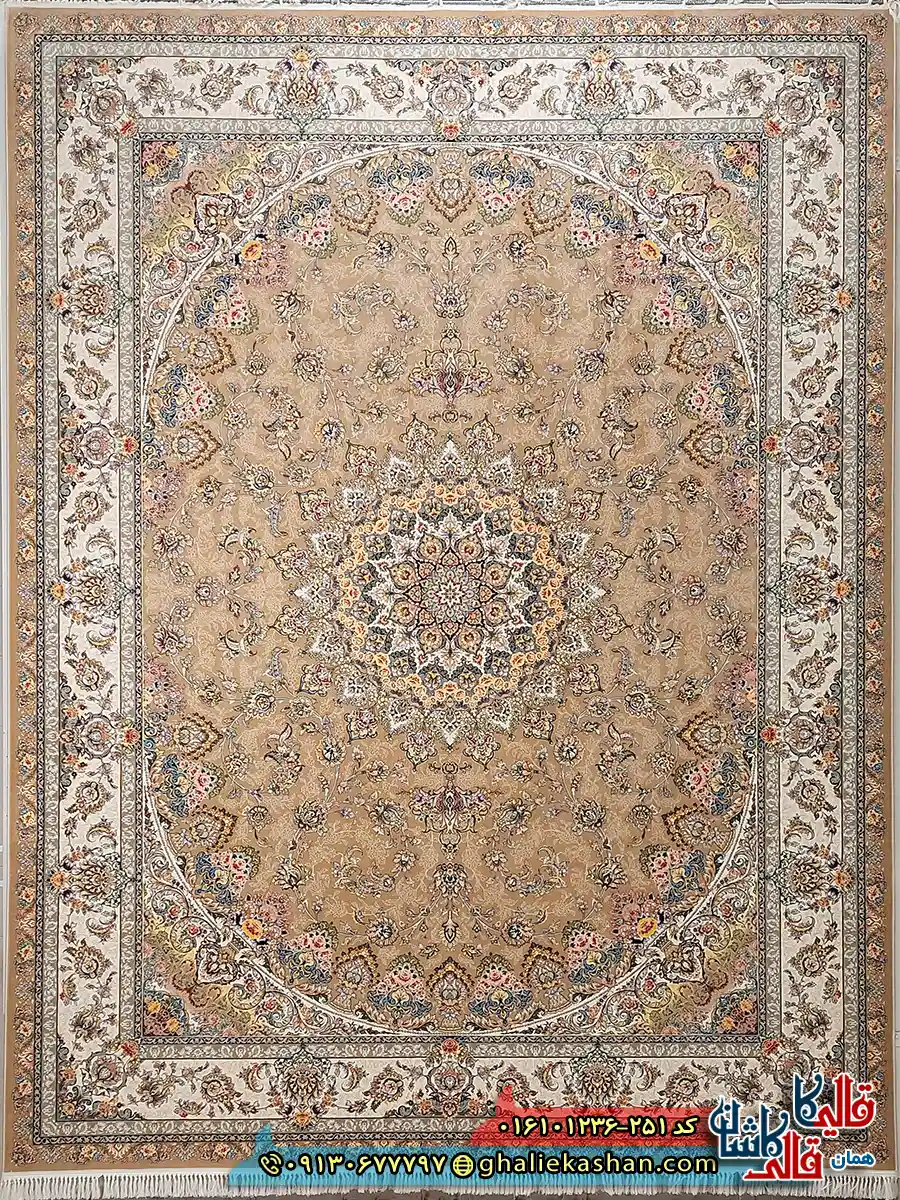 فرش کلاسیک 1200 شانه طرح شهریار رنگ بژ کاشان اصلی فرش کلاسیک 1200 شانه طرح شهریار رنگ بژ کاشان اصلی