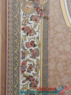 فرش کلاسیک 1200 شانه فرانسوی طرح فرگل رنگ بژ کاشان نزدیک