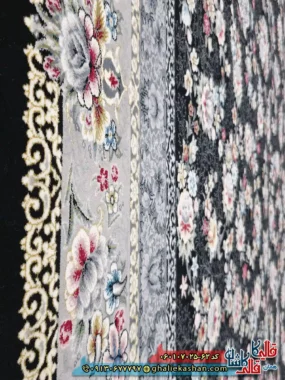 فرش کلاسیک 700 شانه طرح افشان ساحل رنگ سرمه ای کاشان نزدیک