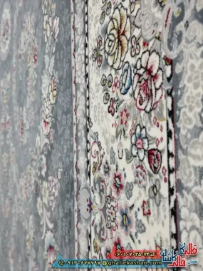 فرش کلاسیک 700 شانه طرح افشان شکوه رنگ طوسی دودی کاشان نزدیک