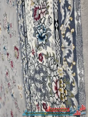 فرش کلاسیک 700 شانه طرح افشان ژینوس رنگ فیلی ترمه ای کاشان نزدیک