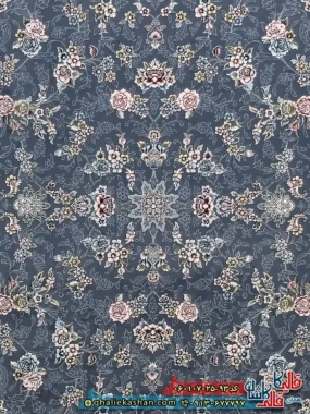 فرش کلاسیک 700 شانه طرح افشان گیلدا رنگ طوسی دودی کاشان زمینه