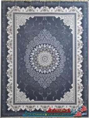 فرش کلاسیک 700 شانه طرح دلاریس رنگ طوسی دودی کاشان اصلی