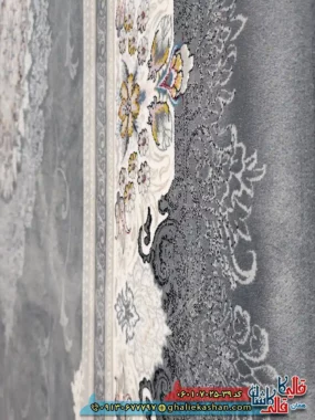 فرش کلاسیک 700 شانه طرح دلاریس رنگ طوسی دودی کاشان نزدیک