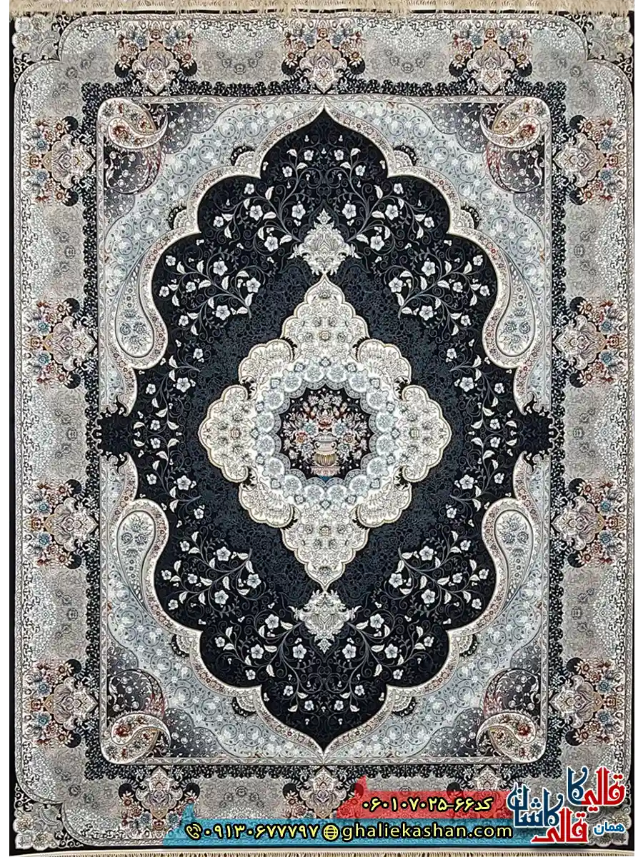 فرش کلاسیک 700 شانه طرح سوگند رنگ سرمه ای کاشان اصلی فرش کلاسیک 700 شانه طرح سوگند رنگ سرمه ای کاشان اصلی