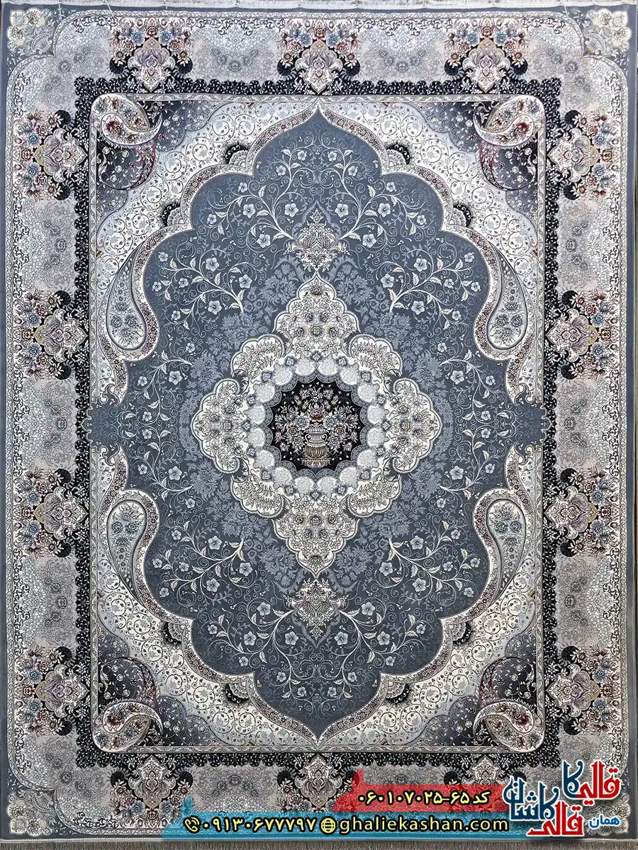 فرش کلاسیک 700 شانه طرح سوگند رنگ طوسی دودی کاشان اصلی فرش کلاسیک 700 شانه طرح سوگند رنگ طوسی دودی کاشان اصلی