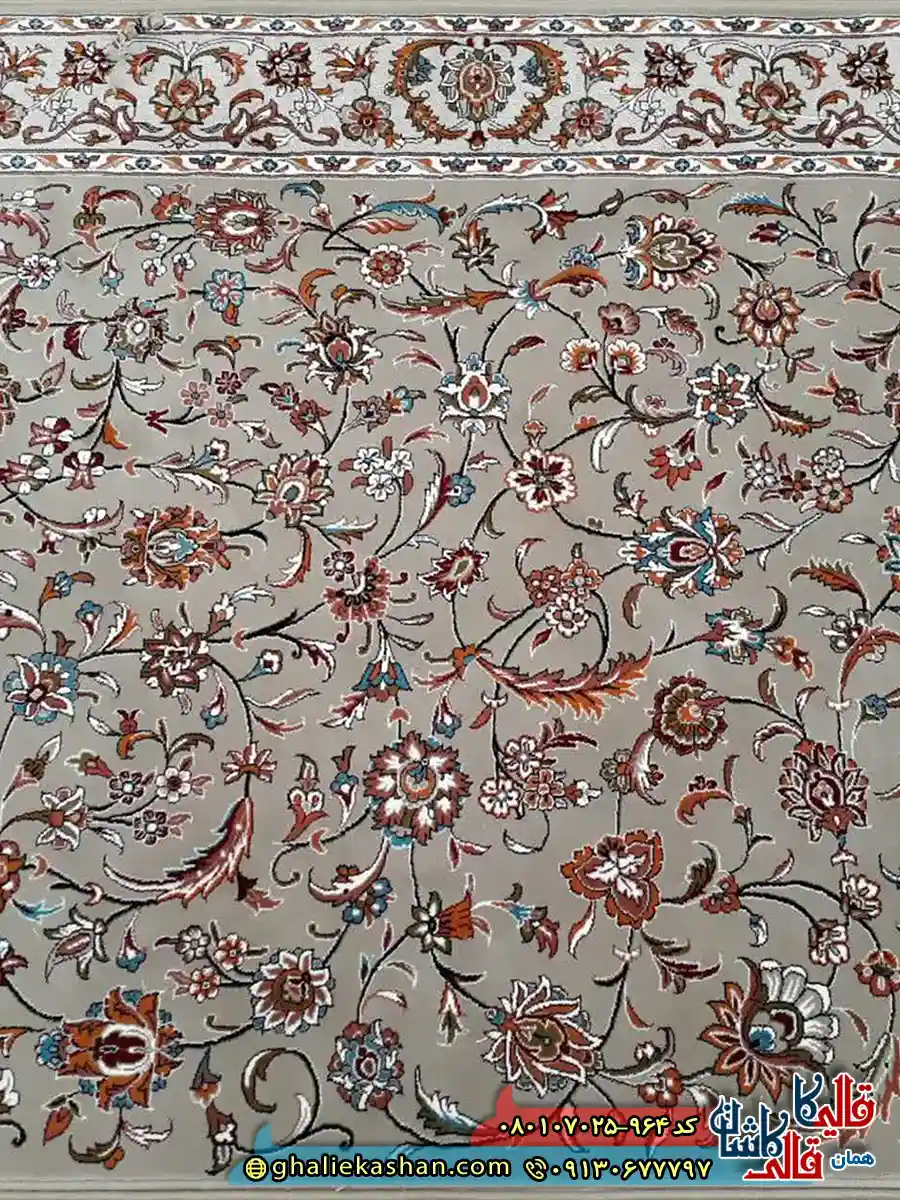 سجاده فرش نماز 700 شانه طرح تشریفات افشان رنگ فیلی کاشان