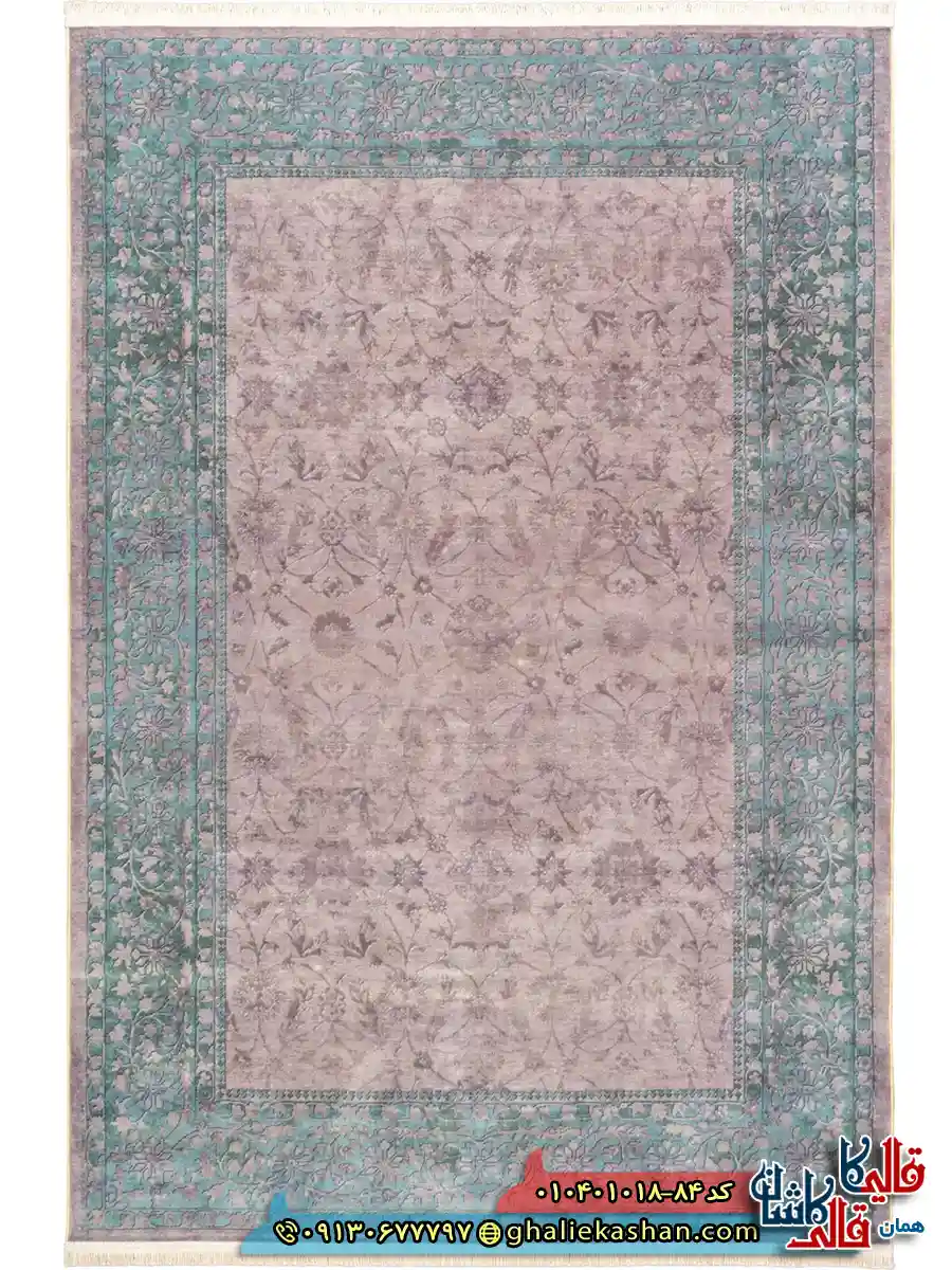فرش وینتیج 1000 شانه طرح افشان مه فام زمینه نسکافه ای کاشان اصلی