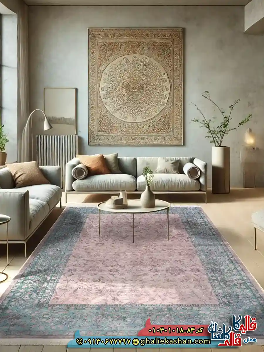فرش وینتیج 1000 شانه طرح افشان مه فام زمینه نسکافه ای کاشان دکوراسیون