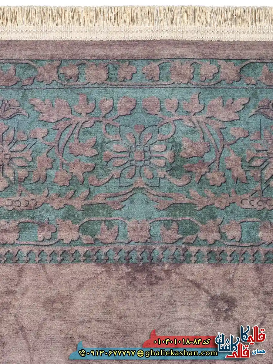 فرش وینتیج 1000 شانه طرح افشان مه فام زمینه نسکافه ای کاشان نزدیک