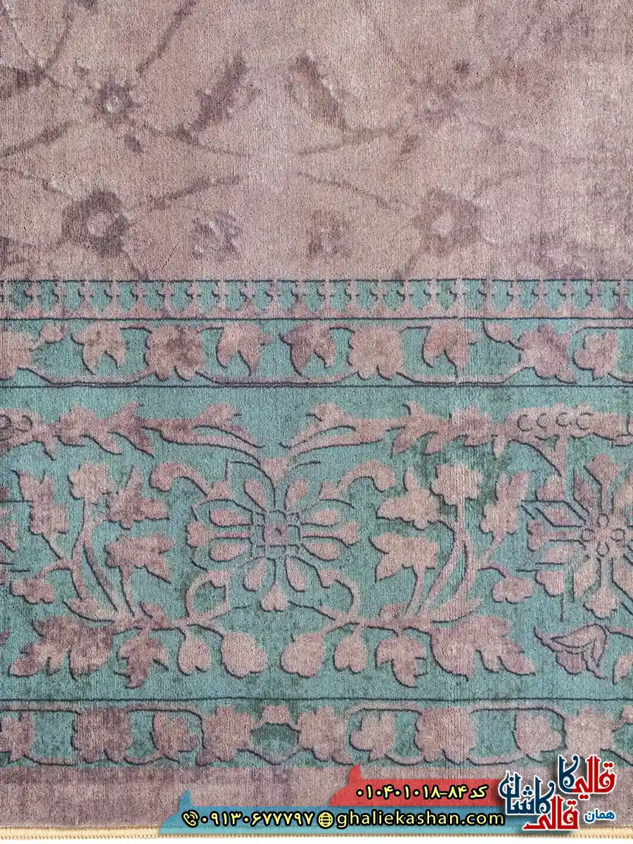 فرش وینتیج 1000 شانه طرح افشان مه فام زمینه نسکافه ای کاشان نزدیک3