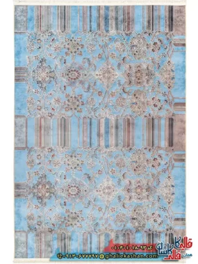 فرش 1000 شانه طرح نونقش داریا زمینه آبی کاشان اصلی