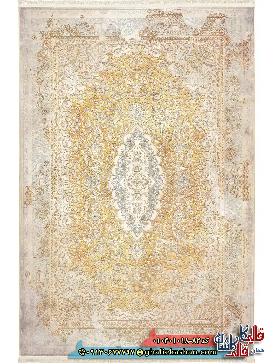 فرش 1000 شانه طرح گلپونه زمینه قهوه ای خاکی کاشان اصلی