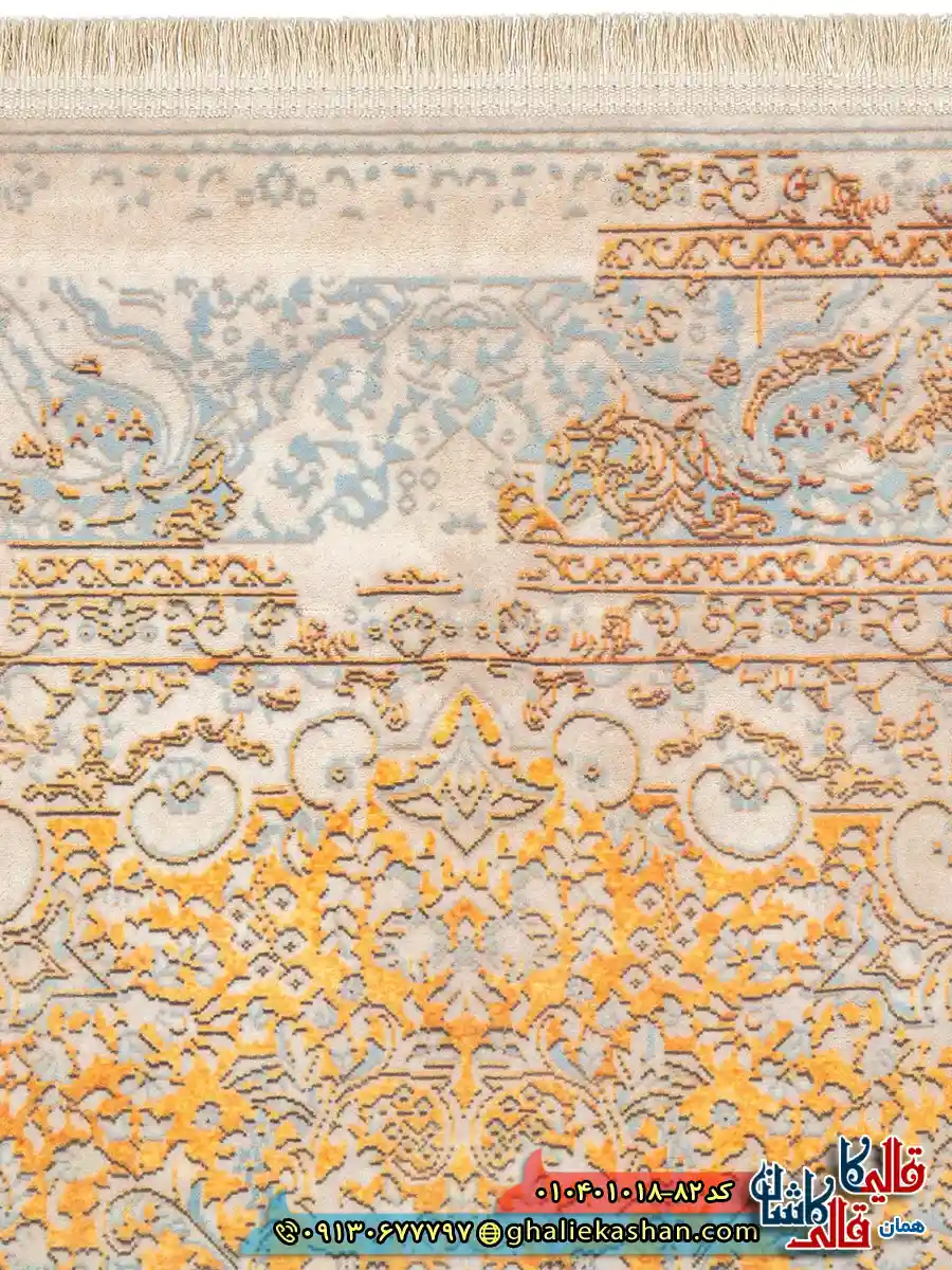 فرش 1000 شانه طرح گلپونه زمینه قهوه ای خاکی کاشان نزدیک