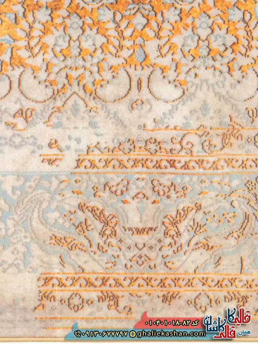 فرش 1000 شانه طرح گلپونه زمینه قهوه ای خاکی کاشان نزدیک3