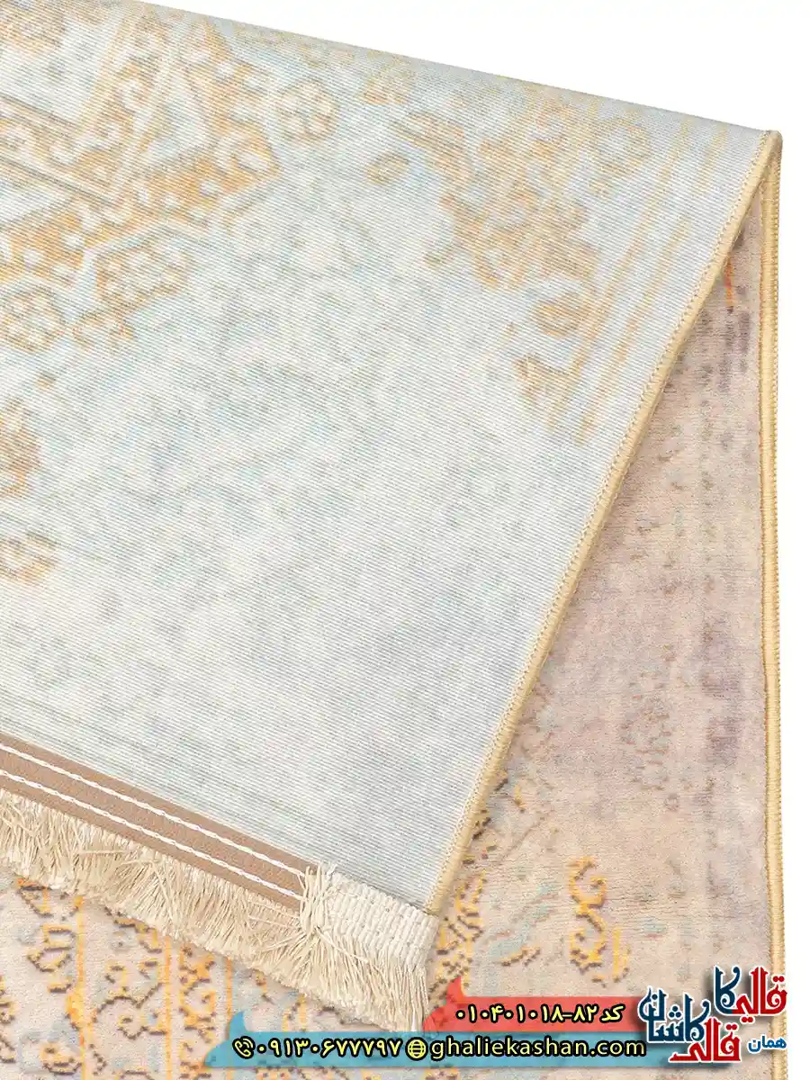 فرش 1000 شانه طرح گلپونه زمینه قهوه ای خاکی کاشان نزدیک4