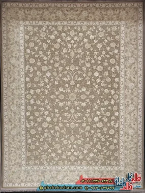 فرش 1200 شانه طرح افشان دلربا رنگ طوسی سیلور گل برجسته کاشان اصلی