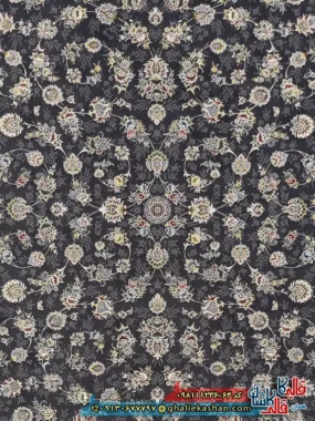 فرش 1200 شانه طرح افشان دلوین رنگ طوسی دودی گل برجسته کاشان زمینه
